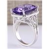 Image 3 : 11.80 CTW Natural Amethyst And Diamond Ring In 18K White Gold
