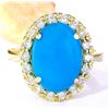 Image 1 : 6.34 CTW Natural Turquoise 14K Solid Yellow Gold Diamond Ring