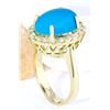 Image 4 : 6.34 CTW Natural Turquoise 14K Solid Yellow Gold Diamond Ring