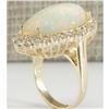 Image 3 : 9.39 CTW Natural Opal And Diamond Ring 14K Solid Yellow Gold