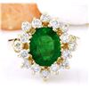 Image 1 : 2.54 CTW Natural Emerald 18K Solid Yellow Gold Diamond Ring