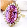 Image 2 : 14.90 CTW Natural Kunzite 18K Solid Yellow Gold Diamond Ring