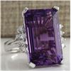 Image 2 : 20.85 CTW Natural Amethyst And Diamond Ring In 18K Solid White Gold