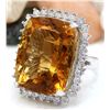 Image 2 : 31.08 CTW Natural Citrine 18K Solid White Gold Diamond Ring