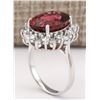 Image 3 : 9.85 CTW Natural Pink Tourmaline And Diamond Ring 14k Solid White Gold