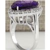Image 3 : 10.56 CTW Natural Amethyst And Diamond Ring In 14K Solid White Gold