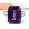 Image 1 : 7.55 CTW Natural Amethyst 18K Solid White Gold Diamond Ring