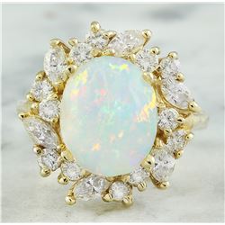 4.95 CTW Opal 14K Yellow Gold Diamond Ring