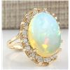 Image 2 : 12.02 CTW Natural Opal And Diamond Ring In 14K Yellow Gold