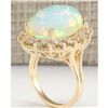 Image 3 : 12.02 CTW Natural Opal And Diamond Ring In 14K Yellow Gold