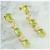 Image 2 : 2.65 CTW Peridot 14K Yellow Gold Diamond Earrings