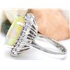 Image 3 : 13.10 CTW Natural Opal 14K Solid White Gold Diamond Ring