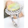 Image 5 : 13.10 CTW Natural Opal 14K Solid White Gold Diamond Ring
