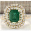 Image 1 : 2.33 CTW Natural Emerald And Diamond Ring In 18K Yellow Gold
