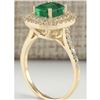Image 3 : 2.33 CTW Natural Emerald And Diamond Ring In 18K Yellow Gold