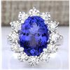 Image 1 : 6.78 CTW Natural Blue Tanzanite And Diamond Ring 18K Solid White Gold