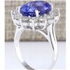Image 3 : 6.78 CTW Natural Blue Tanzanite And Diamond Ring 18K Solid White Gold
