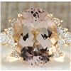 Image 1 : 5.00 CTW Natural Morganite And Diamond Ring In 14K Solid Yellow Gold