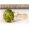 Image 2 : 4.31 CTW Natural Peridot And Diamond Ring In 14k Yellow Gold