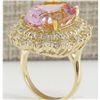Image 3 : 18.07 CTW Natural Kunzite And Diamond Ring 14K Solid Yellow Gold