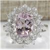 Image 1 : 3.68 CTW Natural Morganite And Diamond Ring In 14K White Gold