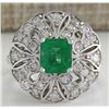 Image 1 : 2.45 CTW Natural Emerald Diamond Ring 14K Solid White Gold