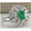 Image 2 : 2.45 CTW Natural Emerald Diamond Ring 14K Solid White Gold