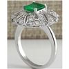 Image 3 : 2.45 CTW Natural Emerald Diamond Ring 14K Solid White Gold