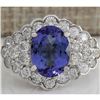 Image 1 : 5.12 CTW Natural Blue Tanzanite And Diamond Ring In 18K White Gold