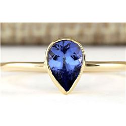 0.50 CTW Natural Tanzanite Ring In 18K Yellow Gold