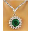 7.55 CTW Emerald 14K White Gold Diamond Necklace
