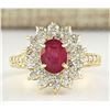 Image 1 : 2.80 CTW Natural Ruby And Diamond Ring In 14k Yellow Gold