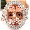 Image 1 : 11.51 CTW Natural Morganite 14K Solid Rose Gold Diamond Ring