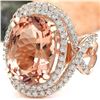 Image 2 : 11.51 CTW Natural Morganite 14K Solid Rose Gold Diamond Ring