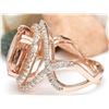 Image 3 : 11.51 CTW Natural Morganite 14K Solid Rose Gold Diamond Ring