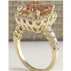 Image 3 : 5.29 CTW Natural Morganite And Diamond Ring 18K Solid Yellow Gold