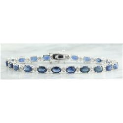 12.15 CTW Sapphire 18K White Gold Diamond Bracelet