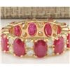 Image 2 : 7.48 CTW Natural Ruby And Diamond Ring In 14K Yellow Gold