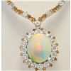18.12 CTW Natural Opal And Diamond Necklace In 18K White Gold