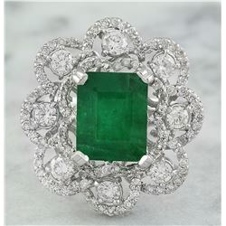 4.70 CTW Emerald 14K White Gold Diamond Ring