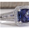 Image 2 : 3.67CTW Natural Blue Tanzanite And Diamond Ring In 14K Solid White Gold