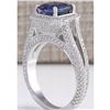 Image 3 : 3.67CTW Natural Blue Tanzanite And Diamond Ring In 14K Solid White Gold