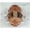 13.95 CTW Morganite 14K White Gold Diamond Ring