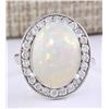 Image 1 : 6.45 CTW Natural Opal And Diamond Ring In 18K White Gold