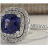 Image 2 : 2.95 CTW Natural Tanzanite Diamond Ring 14K Solid White Gold
