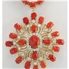 53.01 CTW Natural Red Coral And Diamond Necklace In 18K Yellow Gold