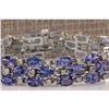 23.85 CTW Natural Tanzanite And Dimond Bracelet In 14k Solid White Gold
