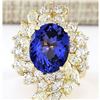 Image 1 : 10.73 CTW Natural Tanzanite And Diamond Ring In 18K Yellow Gold