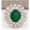 Image 1 : 6.65 CTW Natural Emerald And Diamond Ring In 14k Yellow Gold