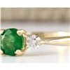 Image 2 : 0.70 CTW Natural Emerald And Diamond Ring In 14k Yellow Gold